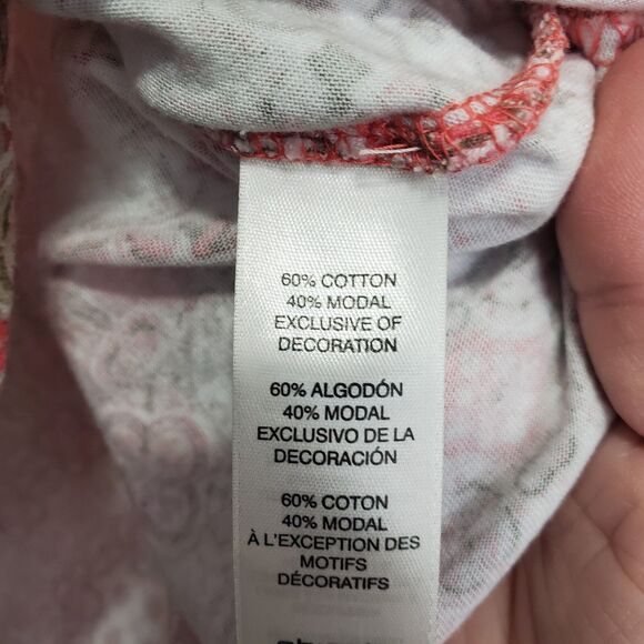 Chico's Cotton/Modal Patchwork Embellished Split Neck 3/4 Sleeve Blouse Sz 3(XL) - Picture 6 of 8